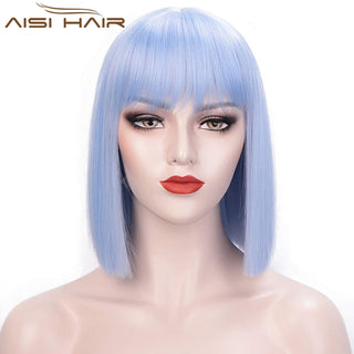 AISI HAIR Synthetic Ombre Orange Wig Short Straight Middle Part Bob Wig for Women Natural Yellow/Red Wigs Heat Resistant Fiber ALODIA STORE