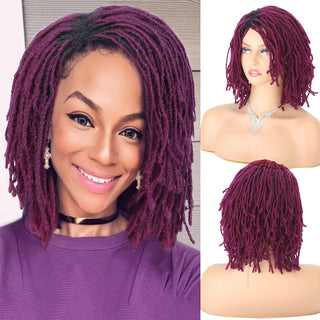 Braided Wig 10inch Synthetic Hair Short Bob Wig for Women Black Blonde Red Dreadlock Goddess Faux Nu Locs Curly Twist Wig Female ALODIA STORE
