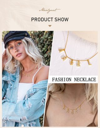 Custom Personalized Name Necklace for Women, Initial Letter Pendant Zircon Necklace, Stainless Steel Wholesale Jewelry ALODIA STORE