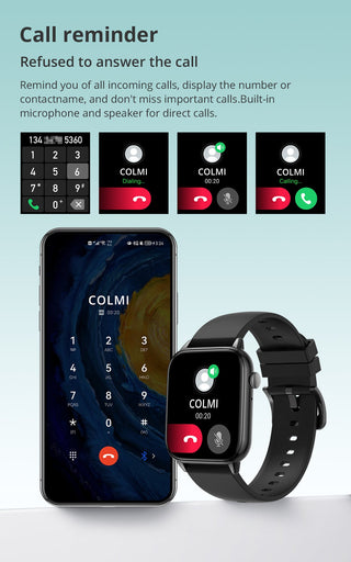 COLMI C60 Smartwatch 1.9 inch Full Screen Bluetooth Calling Heart Rate Sleep Monitor 19 Sport Models Smart Watch For Men Women ALODIA STORE
