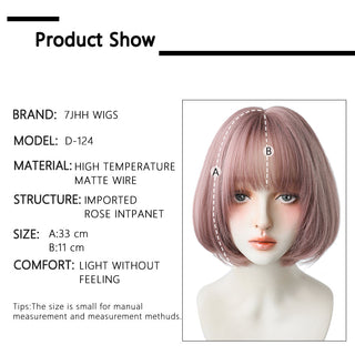 7JHH WIGS Short Bob Straight Ombre Blonde Wigs With Bang For Girl Black Female Synthetic Shoulder Length Crochet Hair Ginger Wig ALODIA STORE