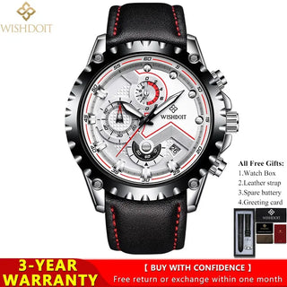 100%Original WISHDOIT Watch for Men TOP Brand Waterproof Sports Stainless Steel Chronograph 2022New Fashion Luxury wrist watches ALODIA STORE