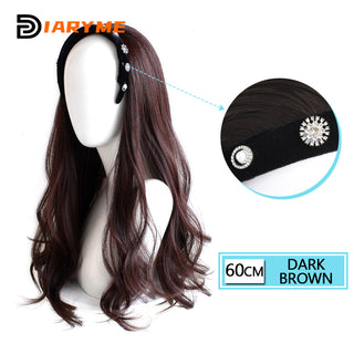DM Headband Wig Synthetic Long Wavy Hair Wigs With Headband Cosplay Wig Female Natural Heat Resistant Half Hair Wig For Women ALODIA STORE