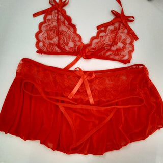 Women Sexy Lingerie Set Dress Lace Sheer Floral Sleepwear Nightwear Underwear G-string and Bandage Bra Tops Sets Sexy Costumes ALODIA STORE