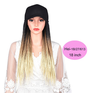 Box Braids Baseball Cap Wig 24inch Long Synthetic Braid Wigs Hat with Braiding Hair Extensions For Black Women Adjustable Size ALODIA STORE