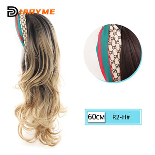 DM Headband Wig Synthetic Long Wavy Hair Wigs With Headband Cosplay Wig Female Natural Heat Resistant Half Hair Wig For Women ALODIA STORE