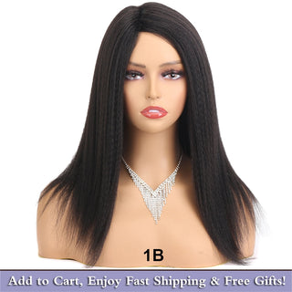 14" Black Kinky Straight Wig Female Natural Hair Woman Wigs Blonde/Brown/Red Yaki Synthetic Wig High Quality For Black Women ALODIA STORE
