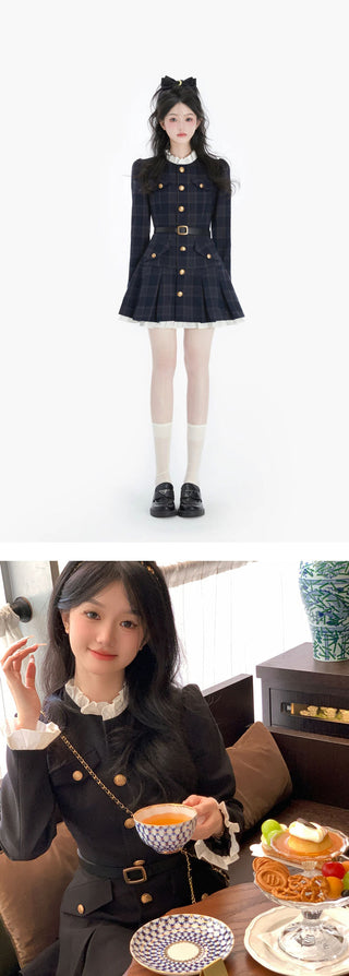 Korean Elegant Party Mini Dress Female Long Sleeve ALODIA STORE