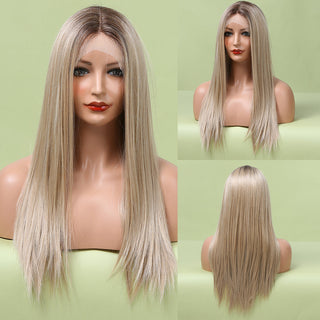 EASIHAIR Straight Blonde Lace Front Synthetic Wigs with Baby Hair Long Women's Lace Wigs High Density Natural Wig Heat Resistant ALODIA STORE