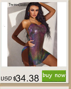 Sexy Backless y2k Metal Party Summer Dress Women Beach Night club Mini slip dress Glitter Sequin ladies Dresses Vestidos HL ALODIA STORE