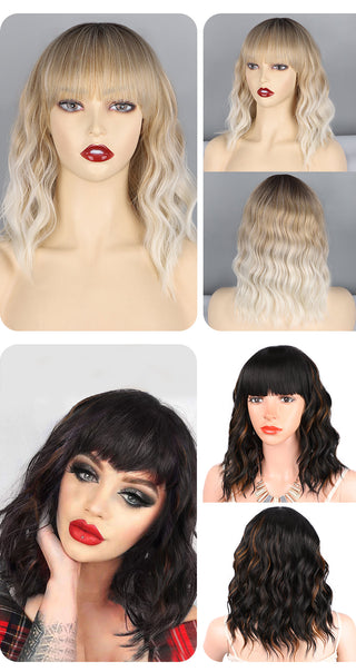 AISI HAIR Synthetic Ombre Orange Wig Short Straight Middle Part Bob Wig for Women Natural Yellow/Red Wigs Heat Resistant Fiber ALODIA STORE