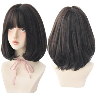 7JHH WIGS Short Bob Straight Ombre Blonde Wigs With Bang For Girl Black Female Synthetic Shoulder Length Crochet Hair Ginger Wig ALODIA STORE