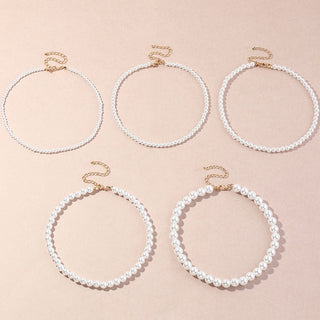 Vintage Style Simple 6MM Pearl Chain Choker Necklace For Women Wedding Love Shell Pendant Necklace Fashion Jewelry Wholesale ALODIA STORE