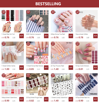 22tips Solid color Toenail Sticker ALODIA STORE