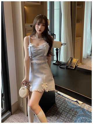 Lolita Dress Women Bow Pink Kawaii Party Mini lace Princess  Dresse Winter 2024 ALODIA STORE