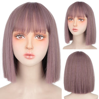 AISI HAIR Synthetic Ombre Orange Wig Short Straight Middle Part Bob Wig for Women Natural Yellow/Red Wigs Heat Resistant Fiber ALODIA STORE