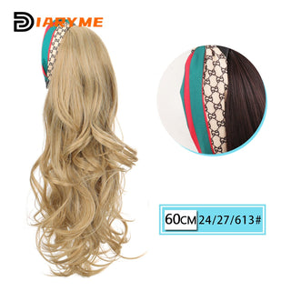 DM Headband Wig Synthetic Long Wavy Hair Wigs With Headband Cosplay Wig Female Natural Heat Resistant Half Hair Wig For Women ALODIA STORE