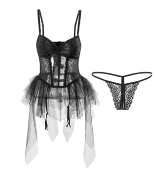 YBFDO Luxury Corsets and Bustiers Lingerie Bow Lace Underwear Corselet Women Burlesque Sexy Corset Dress with Panty Vintage Cost ALODIA STORE