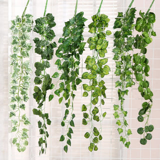 90CM Artificial Green Plant Hanging Ivy Leaf Seaweed Radish Artificial Flower Grapevine Home Garden Wall Fence Party Decoration ALODIA STORE