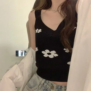 Ropa De Mujer Vintage Croptop Knitted Tank Streetwear Crop Cami Y2k Summer Fashion Halter Harajuku Embroidery Korean Green Top ALODIA STORE