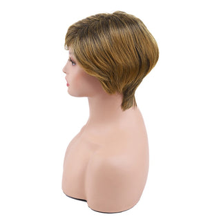 Amir Synthetic Brown Wig Short blonde Wigs Natural Wave Haircut Puffy Straight Hair Wigs for American Africa Women ALODIA STORE