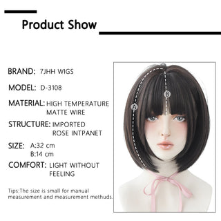 7JHH WIGS Short Bob Straight Ombre Blonde Wigs With Bang For Girl Black Female Synthetic Shoulder Length Crochet Hair Ginger Wig ALODIA STORE