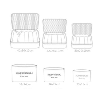 6Pcs/Set Travel Bag Men And women Packing Cubes Unisex Travel Storage Bags Kit ALODIA STORE