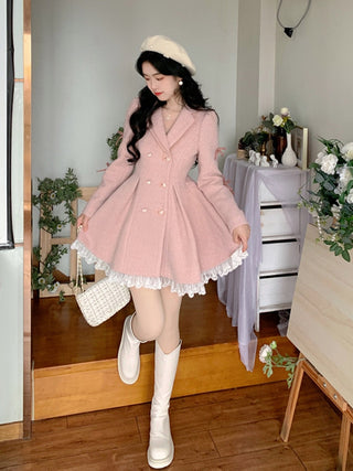Warm Winter Pink Sweet Elegant Dress ALODIA STORE