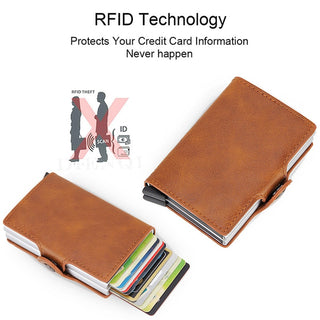 Credit Card Holder Wallet Leather Metal Aluminum ALODIA STORE