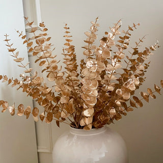 5pcs/Lot Artificial Gold Eucalyptus Branch Stem Artificial Plants for Autumn Home Decoration Wedding Flower Arrangement Greenery ALODIA STORE