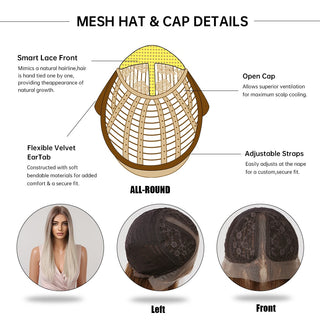 HENRY MARGU Long Straight Lace Front Synthetic Wigs Brown Blonde Platinum Wigs for White Women Middle Part Daily Heat Resistant ALODIA STORE