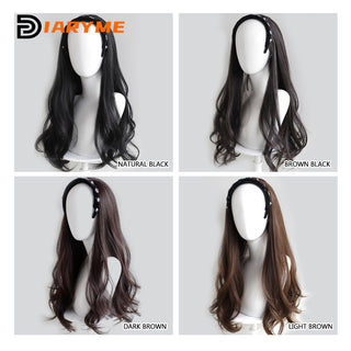 DM Headband Wig Synthetic Long Wavy Hair Wigs With Headband Cosplay Wig Female Natural Heat Resistant Half Hair Wig For Women ALODIA STORE