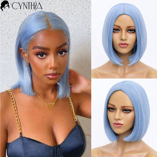 Short Bob Wig Synthetic Wigs For Women Black Ombre Red Blonde Pink Lolita Cosplay Party Natural Hair Heat Resistant Perruque Bob ALODIA STORE