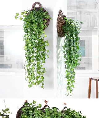 90CM Artificial Green Plant Hanging Ivy Leaf Seaweed Radish Artificial Flower Grapevine Home Garden Wall Fence Party Decoration ALODIA STORE