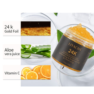 24K Gold Face Scrub Exfoliating Reduce Blackheads Peeling Gel Anti-Acne Pore Cleaning Body Skin Brighten Moisturizing Cream 200g ALODIA STORE