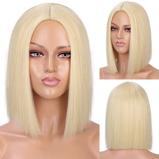 AISI HAIR Synthetic Ombre Orange Wig Short Straight Middle Part Bob Wig for Women Natural Yellow/Red Wigs Heat Resistant Fiber ALODIA STORE