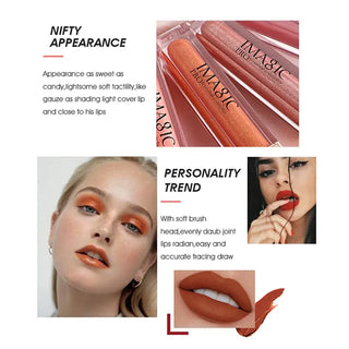 IMAGIC Lipgloss Matte 20 Colors Lip Gloss Velvety Lipstick Liquid Matte Waterproof Lip Tint Full &amp; rich Sexy Lip Makeup Cosmetic ALODIA STORE