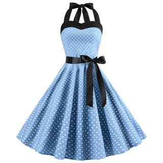 Women Red Cherry Party Dress Vintage 50s Rockabilly Hepburn Dress 2023 Elegant Summer Strapless Swing Retro Halter Pin up Dress ALODIA STORE