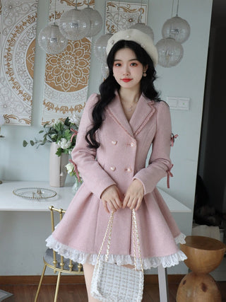 Warm Winter Pink Sweet Elegant Dress ALODIA STORE