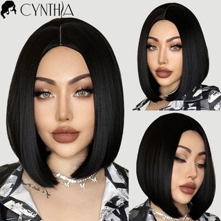 Short Bob Wig Synthetic Wigs For Women Black Ombre Red Blonde Pink Lolita Cosplay Party Natural Hair Heat Resistant Perruque Bob ALODIA STORE