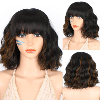 AISI HAIR Synthetic Ombre Orange Wig Short Straight Middle Part Bob Wig for Women Natural Yellow/Red Wigs Heat Resistant Fiber ALODIA STORE