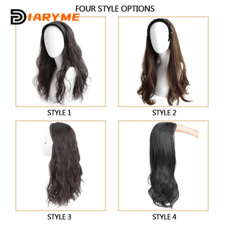 DM Headband Wig Synthetic Long Wavy Hair Wigs With Headband Cosplay Wig Female Natural Heat Resistant Half Hair Wig For Women ALODIA STORE