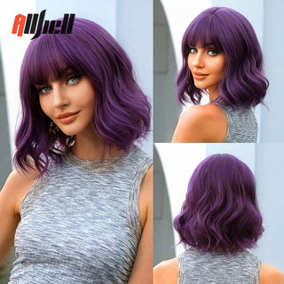 Ombre Brown Platinum Blonde Synthetic Wigs Short Straight Bob Wigs for Black Women Daily Natural Heat Resistant Hair Cosplay ALODIA STORE