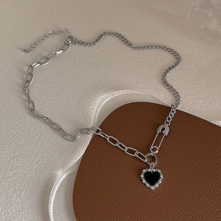 Y2K Accessories Fashion Peach Heart Water Drop Pendant Necklace Pink Crystal Egirl Sweet Cool Clavicle Chain Aesthetic Jewelry ALODIA STORE
