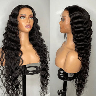 13x4 Deep Wave Lace Frontal Wigs for Women Loose Deep Wave HD Transparent Synthetic 30inch 180% Hair Deep Curly Lace Front Wig ALODIA STORE