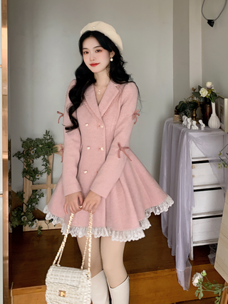 Warm Winter Pink Sweet Elegant Dress ALODIA STORE