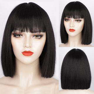 AISI HAIR Synthetic Ombre Orange Wig Short Straight Middle Part Bob Wig for Women Natural Yellow/Red Wigs Heat Resistant Fiber ALODIA STORE