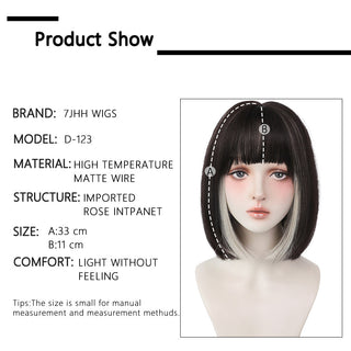7JHH WIGS Short Bob Straight Ombre Blonde Wigs With Bang For Girl Black Female Synthetic Shoulder Length Crochet Hair Ginger Wig ALODIA STORE