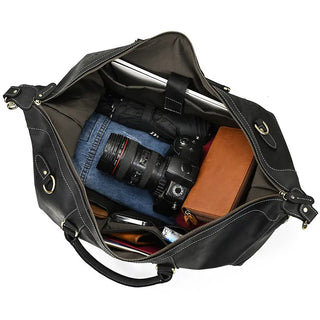 100% Genuine Crazy Horse Leather Men Travel Bags With Rivet Big HandBag For Male Cowhide Duffel Bag Mans Travelling Bag luxury ALODIA STORE