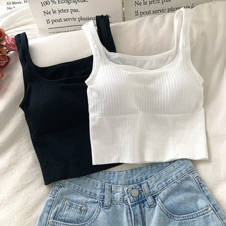 Summer Y2k Top Women Basic Streetwear CropTops Solid Color Casual Tank Top Woman Slim Elasticity TShirt Backless Camisole Female ALODIA STORE